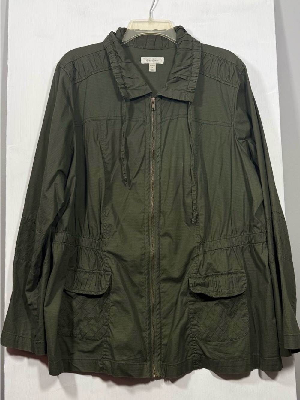 dressbarn Olive Quilted Zip Jacket - Picture 2 of 4